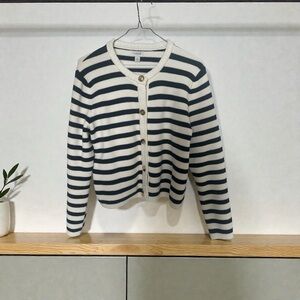J. Crew Black and White Striped Cardigan